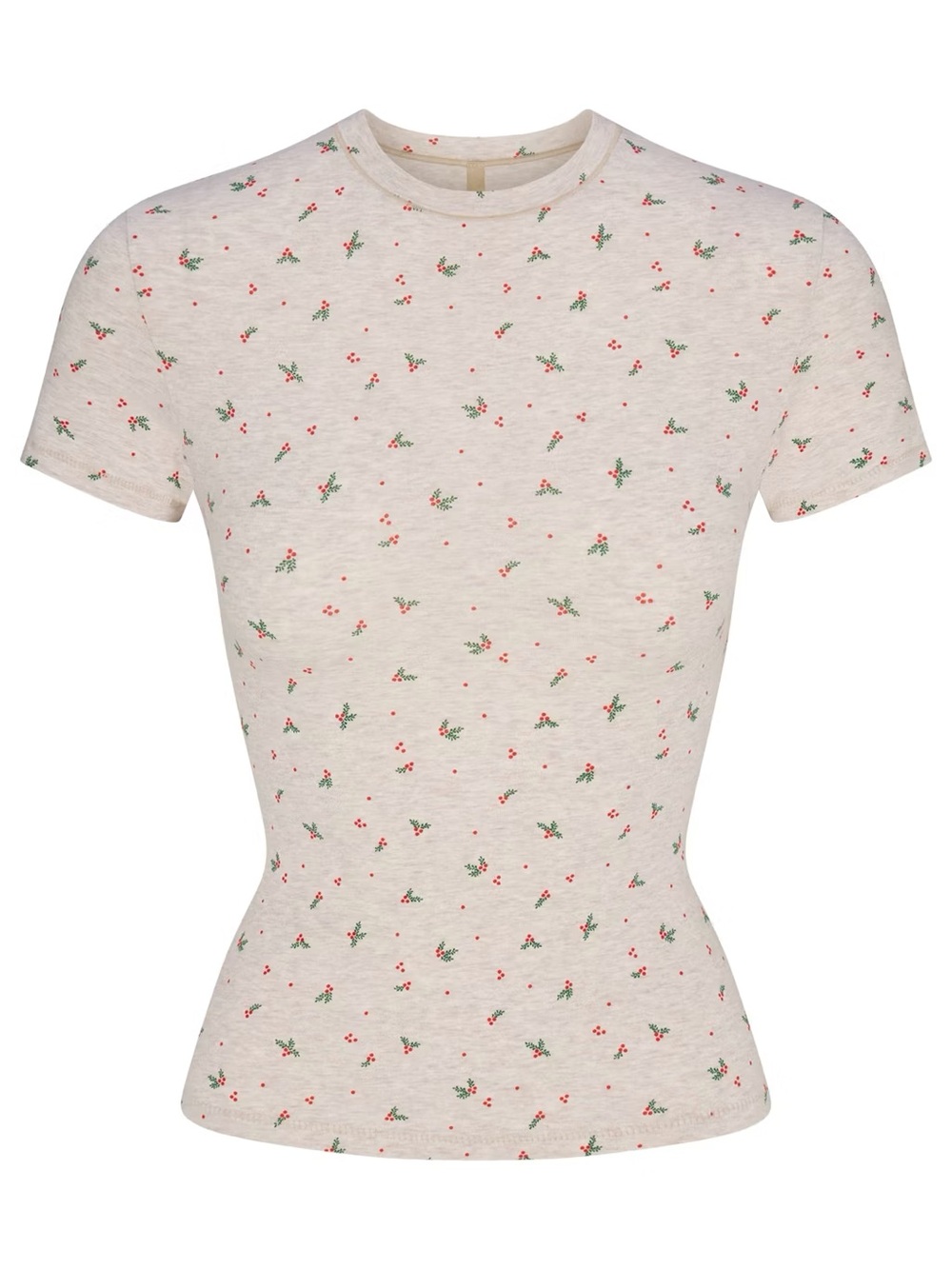 SKIMS Cotton Jersey T-Shirt Oatmeal Heather Holly Print S